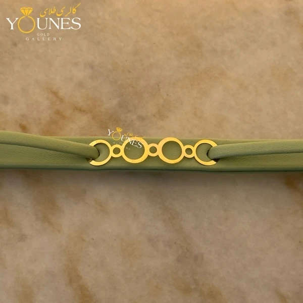 دستبند طلا زنانه چرم دایره ای